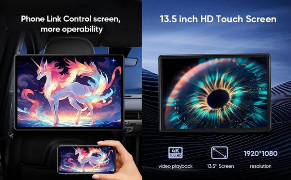 ANDRSEPRO VT-1380A 1x Headrest OLED 4K Screen 13.5" Android Apps Wifi MirrorCast