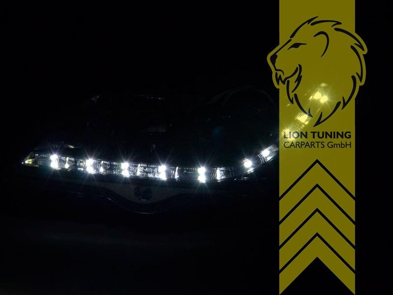 LT Pair LED DRL Lightbar Headlights Opel Vauxhall Astra G Black 98-05 Black LHD