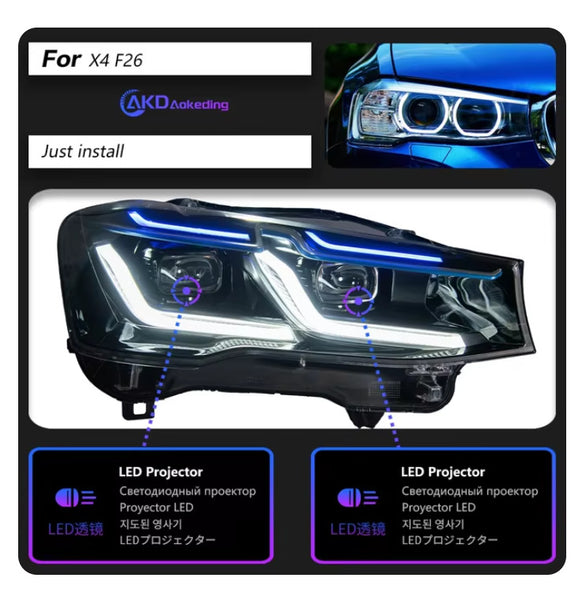 TYPY Pair LED DRL Lightbar Headlights Hid H7 X4 F26 LCI BMW X3 F25 10-17 LHD RHD