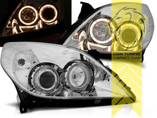 LT LED DRL Halo Ring Headlights Opel Vauxhall Vectra C Facelift chrome LHD