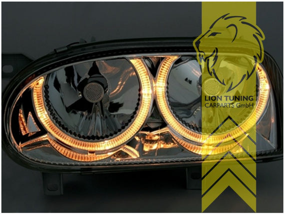 LT Pair LED DRL Angel Eye Halo Ring Headlights VW Golf 3 Sedan Cabrio chrome LHD