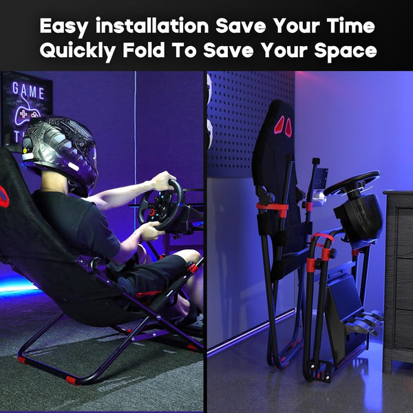 DS Driving Game Sim Racing Folding Race Frame + Seat for Wheel Pedals Xbox PS PC