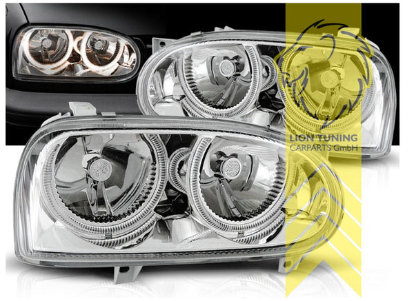 LT Pair LED DRL Angel Eye Halo Ring Headlights VW Golf 3 Sedan Cabrio chrome LHD
