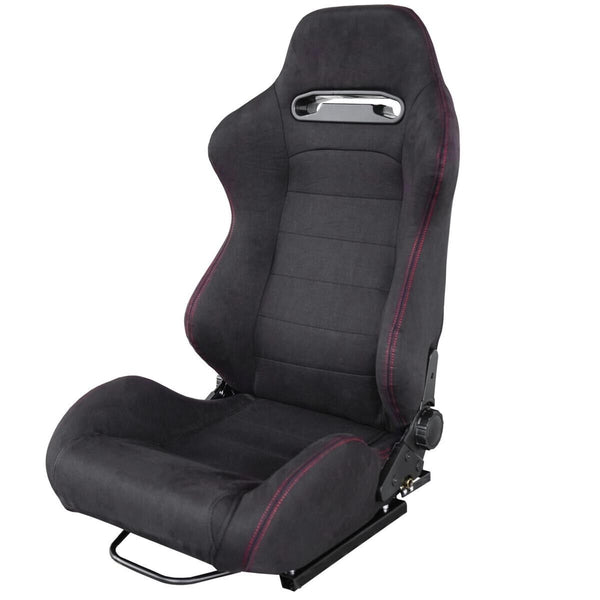 Simoni R Black Reclining Alcantara Red stitch  x1 Sports Bucket Seat + slides