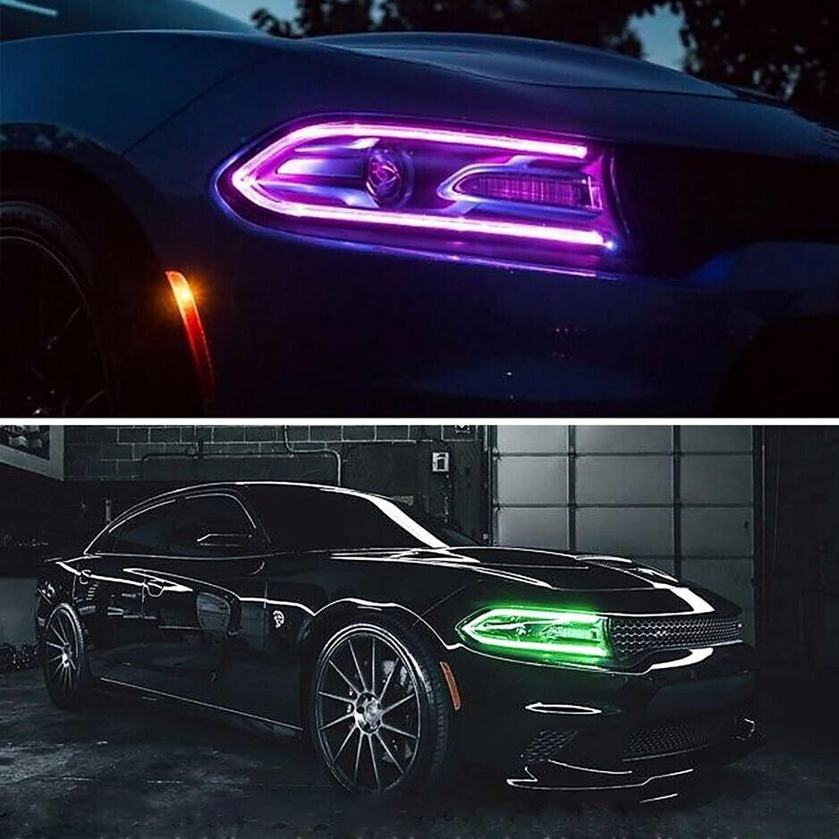 VLAND 15-23 Dodge Charger 7 MK7 7th Gen LD Lightbar RGB LED DRL Headlights LHD