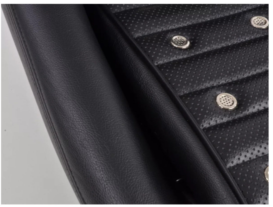 FK Pair Black Studded Headrest Classic Car Retro Kit Speedster Vintage Bucket Seats