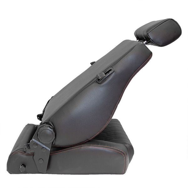 x2 Autostyle Black Classic Car Retro Kit Sports Car Bucket Seats Red Stitch