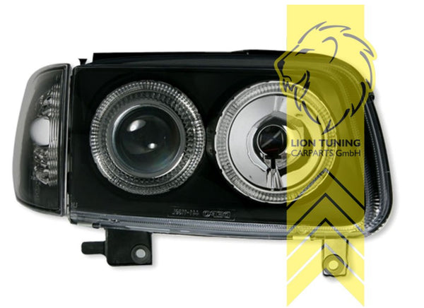 UK LT Pair LED Angel Eye Halo Headlights VW Polo 6N2 99-01 H7 Halogen black LHD