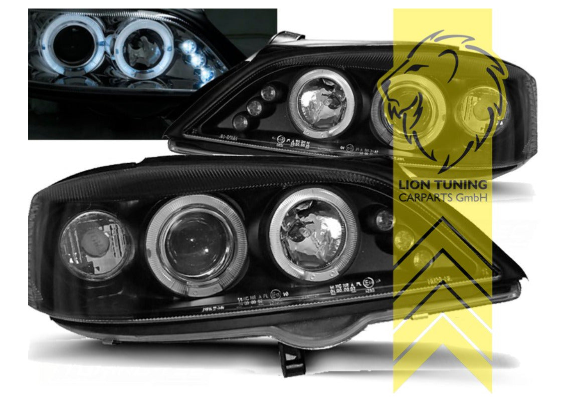 LT Set Opel Vauxhall Astra G 98-04 black LED DRL Lightbar Halo Headlights LHD