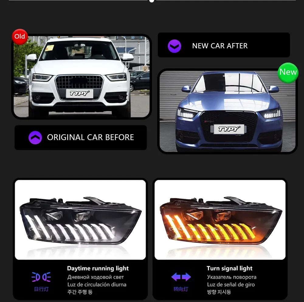 TYPY Pair Audi Q3 2013-2018 LED DRL Headlights LHD
