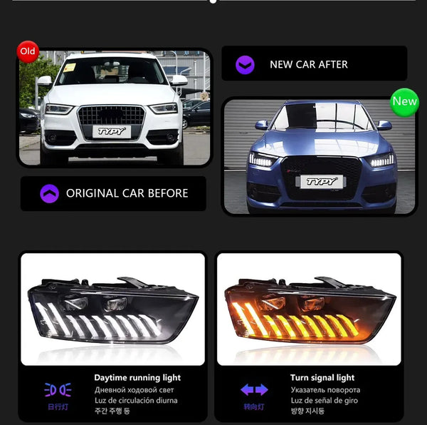 TYPY Pair Audi Q3 2013-2018 LED DRL Headlights LHD