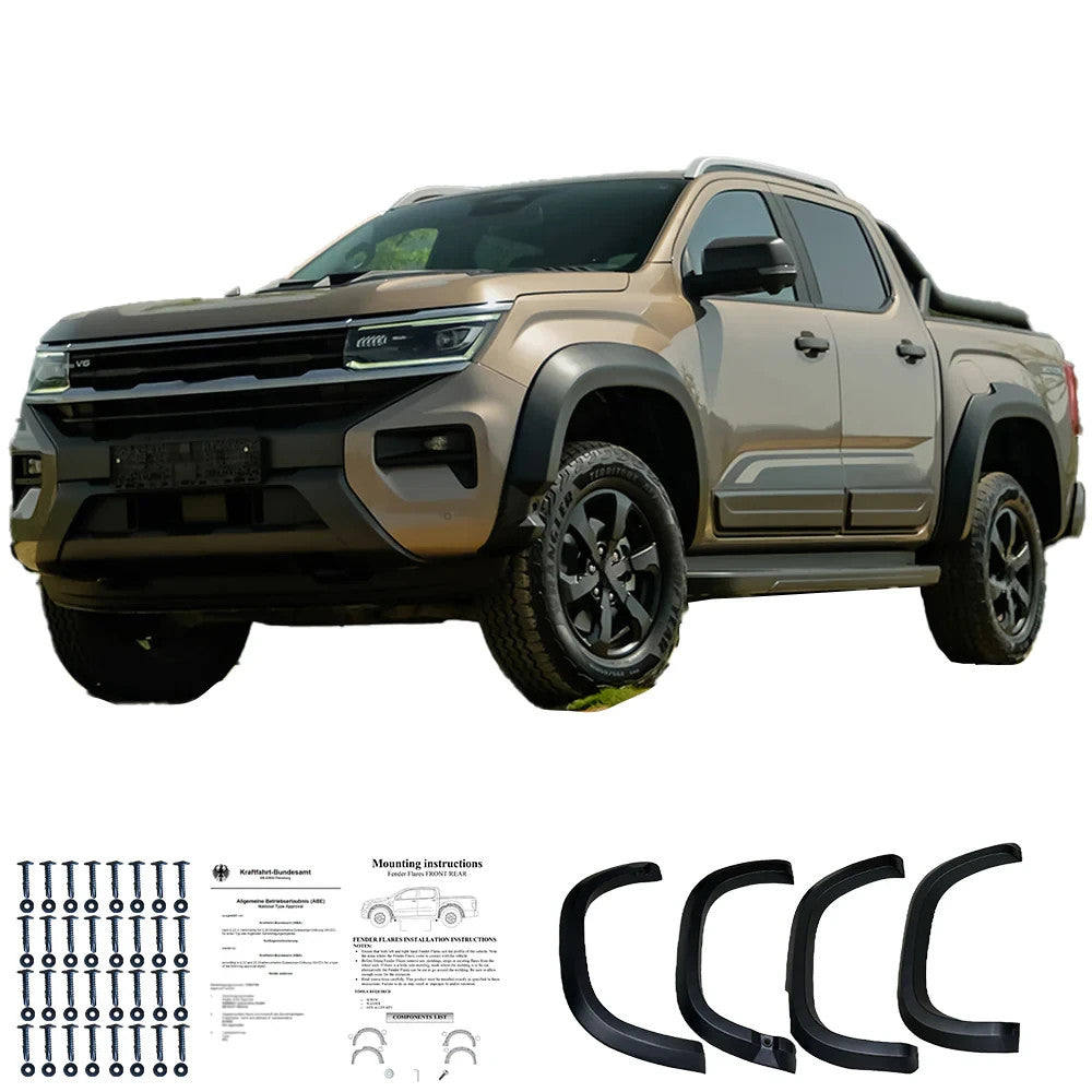 OW Fender Flares Wide Arch Extension Kit VW Amarok MK2 2022+ ABE TUV Black ABS