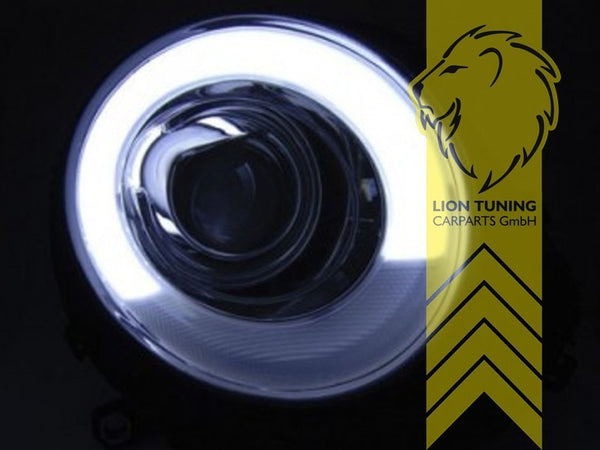 LT LED DRL Lightbar Halo Ring Headlights Mini Cooper JCW R56 R57 Black 06-14 LHD