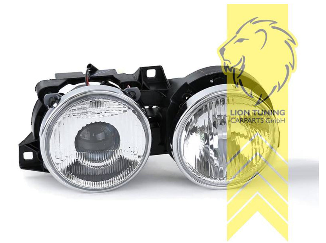 LT Pair Halogen H1 Headlights BMW E30 All Models 82-93 Chrome LHD