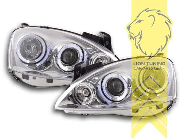LT Pair LED DRL Angel Eye Halo Headlights Opel Corsa C Combo C chrome LHD