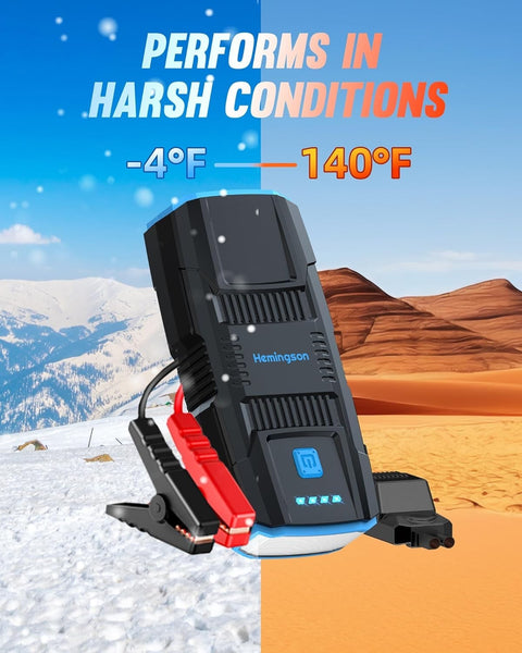 Jump Starter Portable Pack HEMINGSON 2000A Peak Battery 12V 7.0L / 5.5L 4 Modes