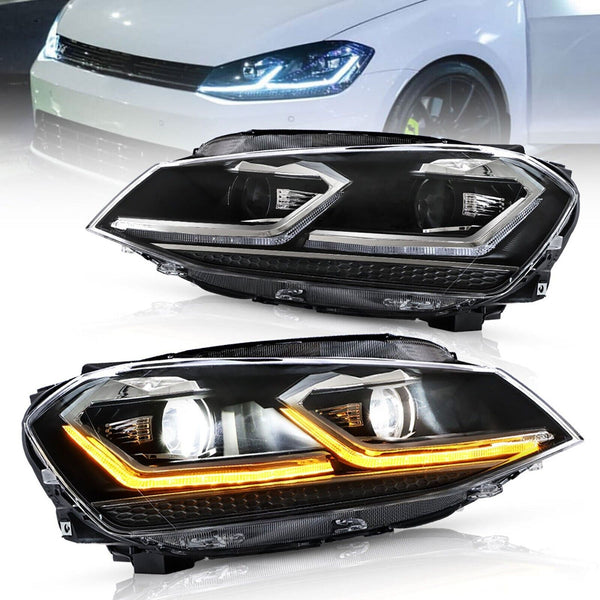 VLAND 15-17 Volkswagen Golf 7 Mk7 5G LED DRL Projector Headlights Black RHD