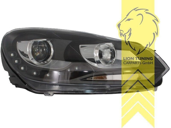 LT Pair LED DRL Halo Ring Headlights VW Golf 6 MK6 08+ sedan variant black LHD