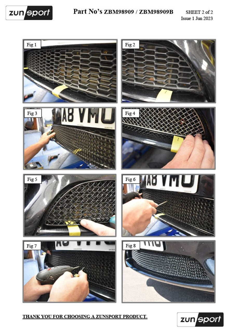 ZUNSPORT ZBM99009P BMW Z4 E89 Sdrive20i M Sport Front Bumper Grille Set Black