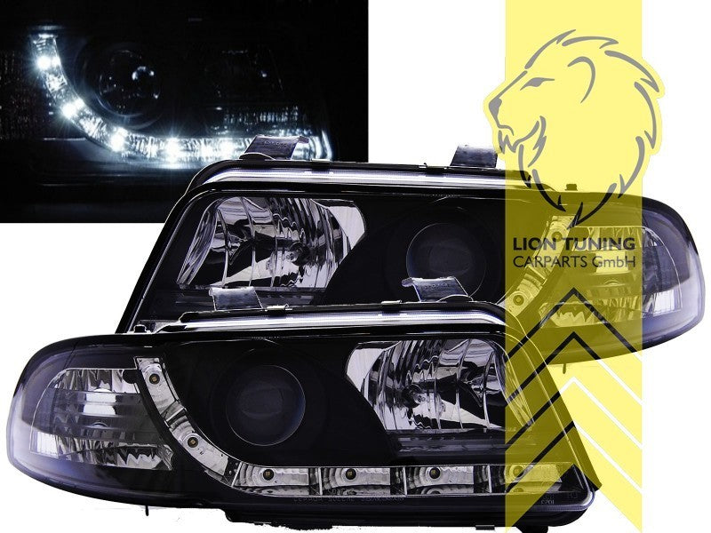 LT Pair LED DRL Lightbar Headlights Audi A4 B5 8D 94+ Limousine Avant black LHD