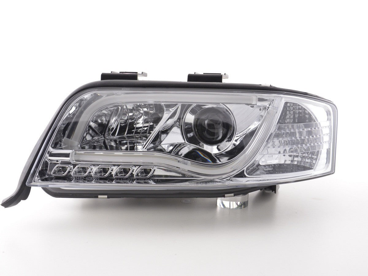 FK Pair LED DRL Lightbar Headlights Audi A6 C5 4B 01-04 Chrome RHD