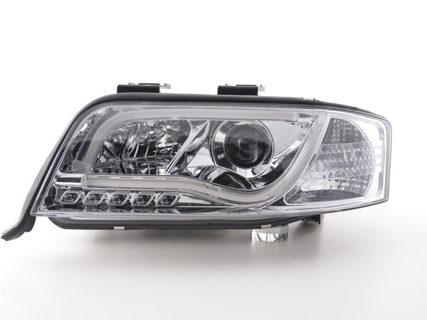 FK Pair LED DRL Lightbar Headlights Audi A6 C5 4B 01-04 Chrome RHD