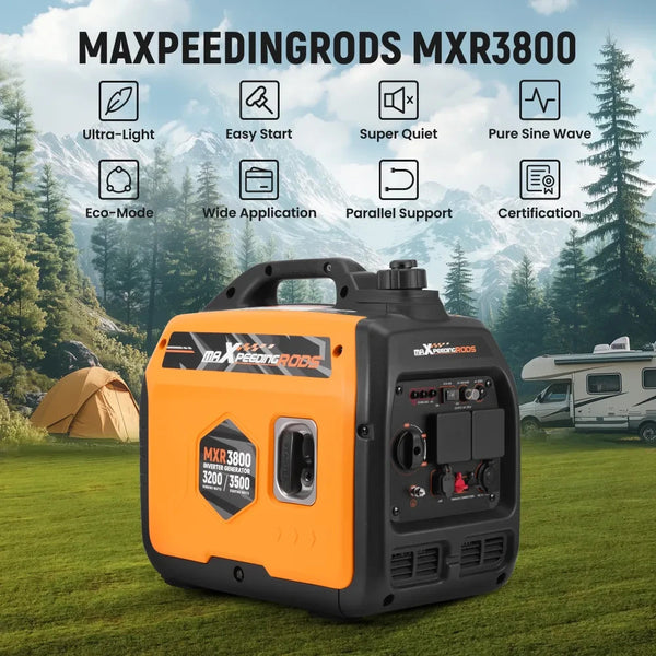 MXPR Petrol Inverter Generator Silent Portable 3500W 4 Stroke Engine Camping