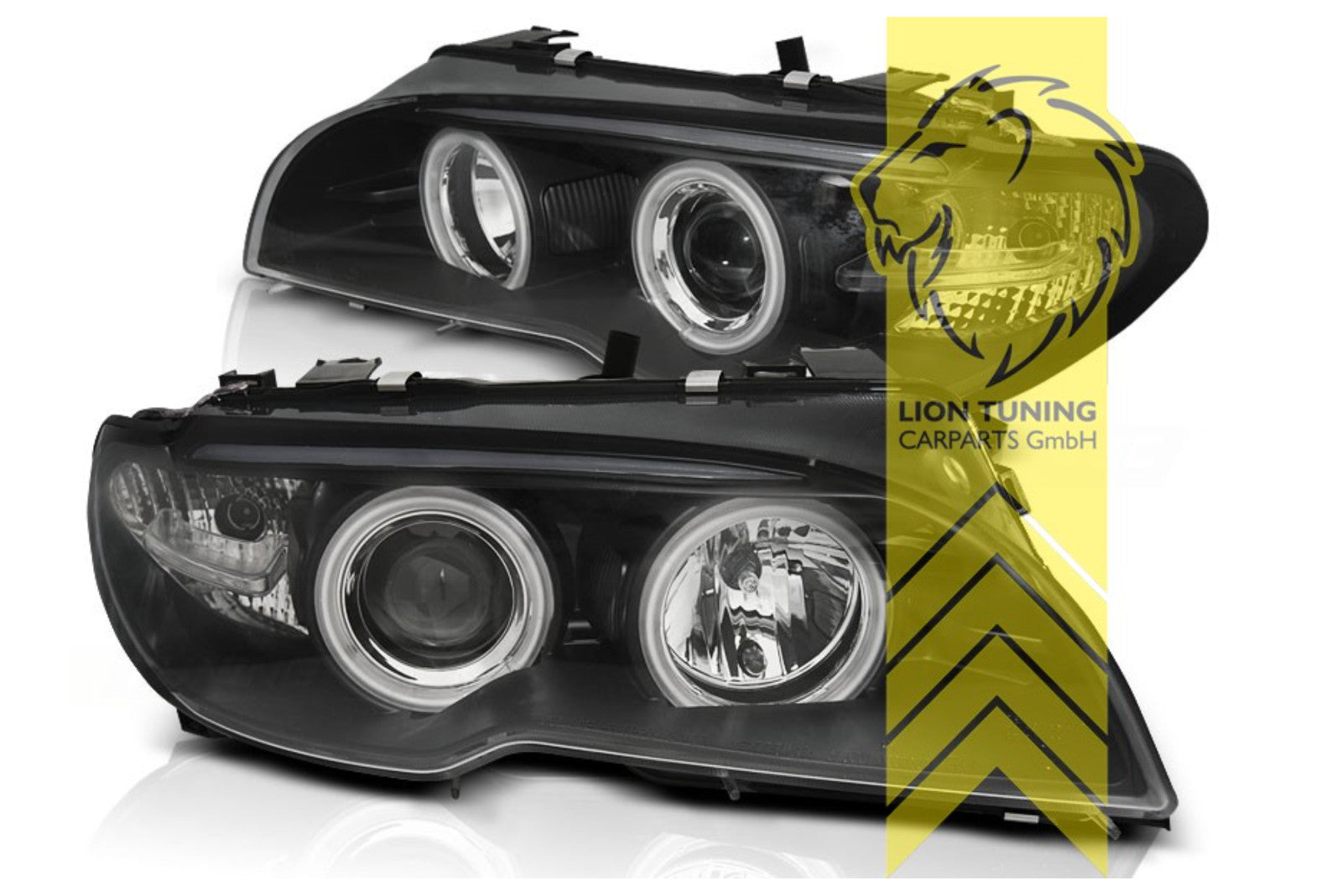 UK STOCK LT LED DRL XENON Headlights BMW 3-Series E46 Coupe Cabrio 03-07 black CUSTOMER RETURN
