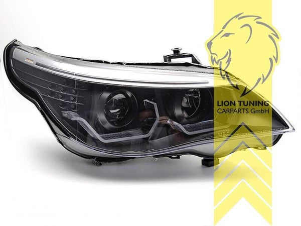 LT LED DRL Halo Lightbar Headlights BMW E60 Sedan E61 Touring black 03-07 LHD