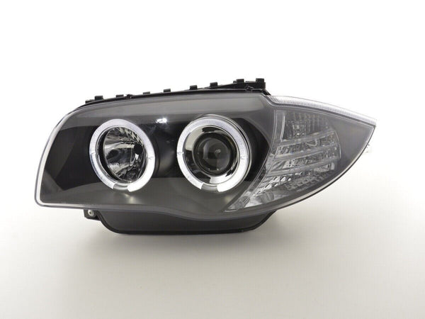 LT Pair LED DRL Halo Ring Eye Headlights BMW 1-Series E81 E87 03-12 Black LHD