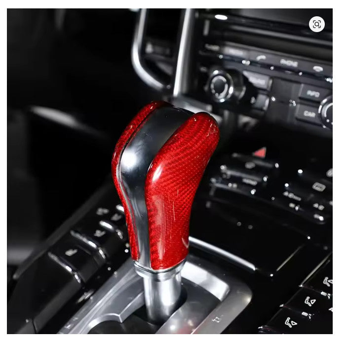 Porsche Cayenne 11-17 Red Carbon Fibre Gear Shift Sifter Knob Cover Red or Black