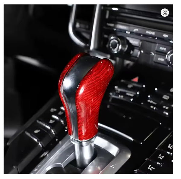 Porsche Cayenne 11-17 Red Carbon Fibre Gear Shift Sifter Knob Cover Red or Black