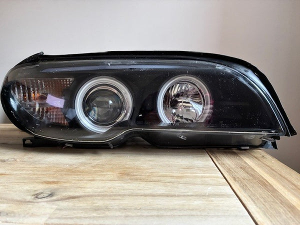 UK STOCK LT LED DRL XENON Headlights BMW 3-Series E46 Coupe Cabrio 03-07 black CUSTOMER RETURN