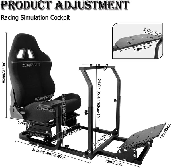 MNR Driving Game Sim Racing Frame Rig + Seat for Wheel Pedals Xbox PS PC