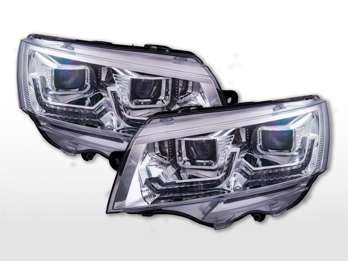 FK Pair LED DRL Dynamic Halogen Headlights VW T6 Transporter 20+ Chrome LHD