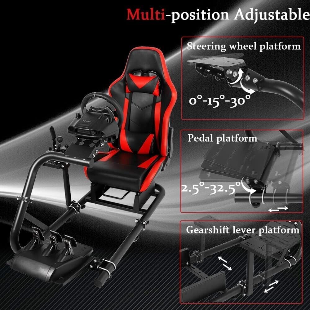 MNR Driving Game Sim Racing Frame Rig + Seat for Wheel Pedals Xbox PS PC