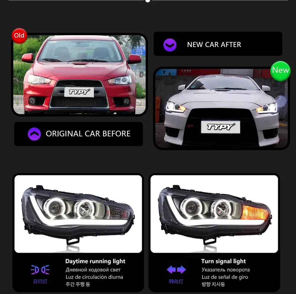 TYPY Pair 10-22 Mitsubishi Lancer EVO LED DRL Dynamic Headlights LED