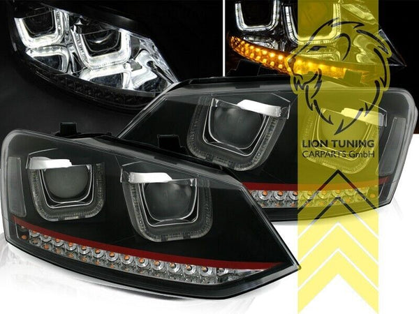 LT LED DRL Lightbar Halo Projector Headlights VW Polo 6R 6C GTI U-Tube LHD