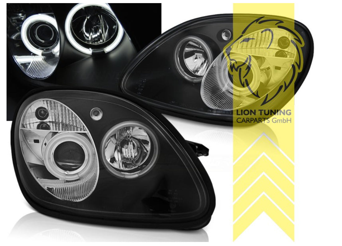 LT Pair LED DRL Dual CCFL Halo Ring Eye Headlights Mercedes SLK R170 black LHD