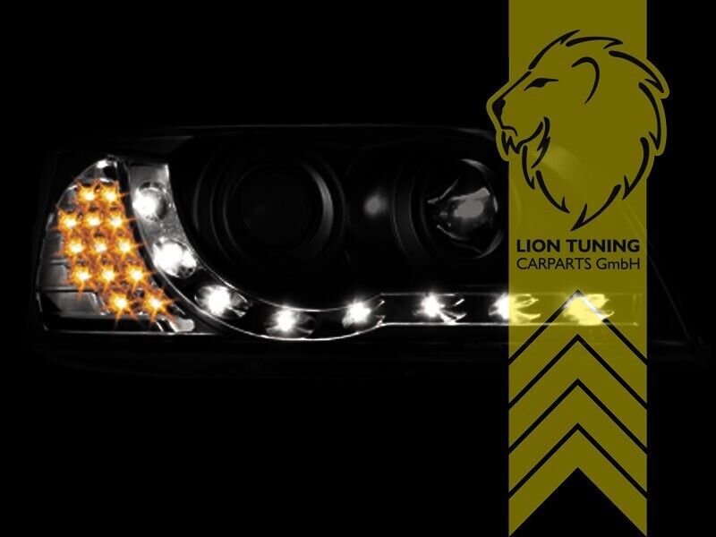 LT Pair LED DRL Lightbar Headlights VW T5 03-09 Bus Transporter Van black LHD