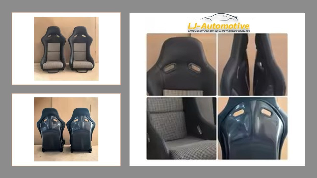 Pair EDYSTR Univ Bucket Seats Porsche Carbon Back Fabric 986 987 997 911 GT3 GT4