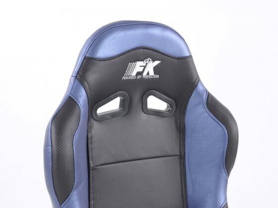 FK Universal Reclining Bucket Sports Seats Carbon Weave Design Blue & Black Ed