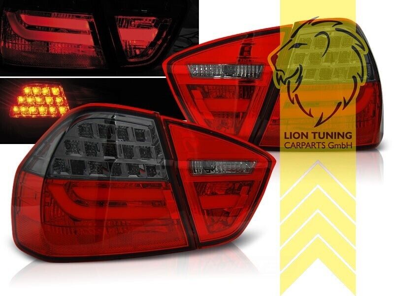 LT Pair LED Lightbar DRL Rear Lights Tail Lamps BMW E90 sedan red black LHD