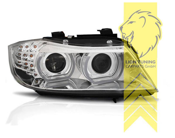 LT Pair LED DRL Halo XENON Headlights BMW E90 Sedan E91 Touring chrome LHD