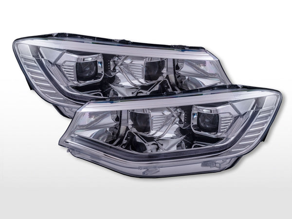 FK Pair LED DRL Dynamic Headlights VW Caddy 2020+ Chrome inc Servo E-Mark LHD
