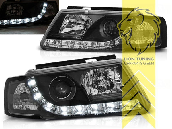 LT Pair LED DRL Lightbar Headlights VW Passat B5 3B sedan Variant black LHD