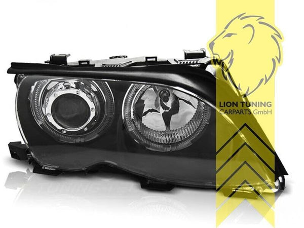 LT Pair LED DRL Halo Ring Headlights BMW E46 Saloon Touring 01-05 H7 black LHD