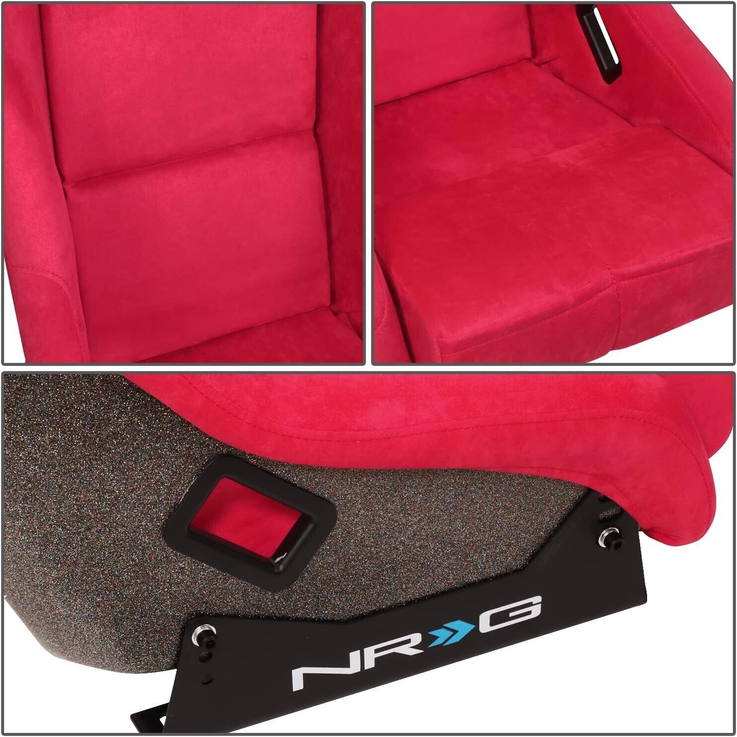 UK STOCK NRG PRISMA ULTRA x1 Universal Sports Bucket Seat Red Alcantara MEDIUM