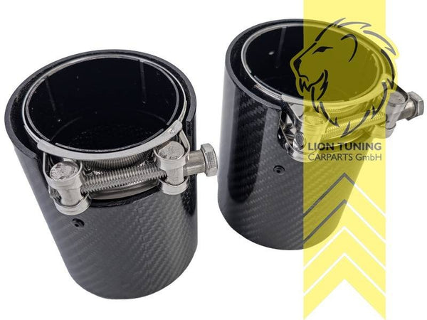 LT 2x Universal Stainless Carbon Exhaust Tailpipe Trim 90mm Silencer Finish Tips