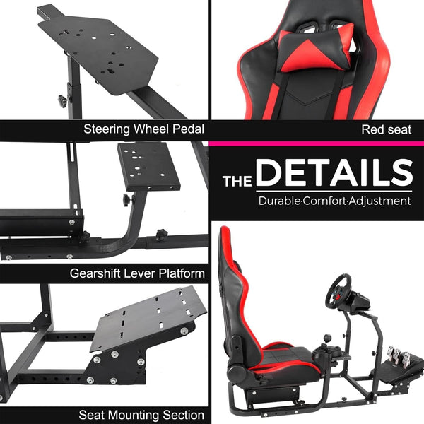 MNR Driving Game Sim Racing Frame Rig + Seat for Wheel Pedals Xbox PS PC